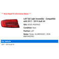 thumbnail image 2 of Left Tail Light Assembly - Compatible with 2017 - 2019 Audi A4 2018, 2 of 2