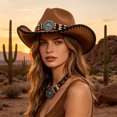 thumbnail image 2 of Large Cowboy Hat for Women,Wide Brim Felt Cowgirl Hat with Classic Hatband, 2 of 8