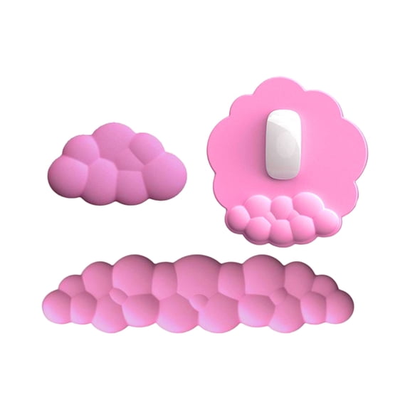 3-Piece Cloud-Shaped Mouse Pad With Wrist Rest Support Desk Accessories - Soft Memory Foam Ergonomic Wrist Rests For Comfortable Typing And Gaming - For Office, Home, Laptop, Pc