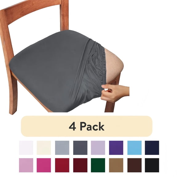 Taotanxi 14-19in Chair Seat Covers, Dining Room Chair Seat Covers with Ties, Stretch Solid Chair Covers Protectors for Dining Room Kitchen Chairs (4 Pcs)