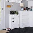 thumbnail image 6 of Homfa 4 Drawer Linen Bathroom Cabinet, Wooden Cupboard Storage Cabinet with Adjustable Shelf, White Finish, 6 of 11
