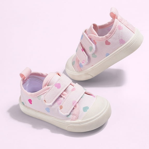 ZHOGXU Big Kids Girls Sneakers Soft Sole Non Slip Love Heart Print Lightweight Comfortable Casual Sport Shoes For Everyday Wear Pink 12-15 Months