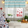 thumbnail image 5 of Teal Khaki Striped Curtain Valances for Windows, Kitchen Valance Window Treatments Panel 2 Pack, Farmhouse Stripes Modern Abstract Art Rod Pocket Short Curtains for Bathroom Bedroom 54 x 18 Inch, 5 of 8