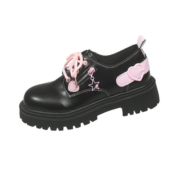 Black Women Ankle Boots With Heart Buckle And Chunky Heel For A Sweet And Stylish Seasonal Wear