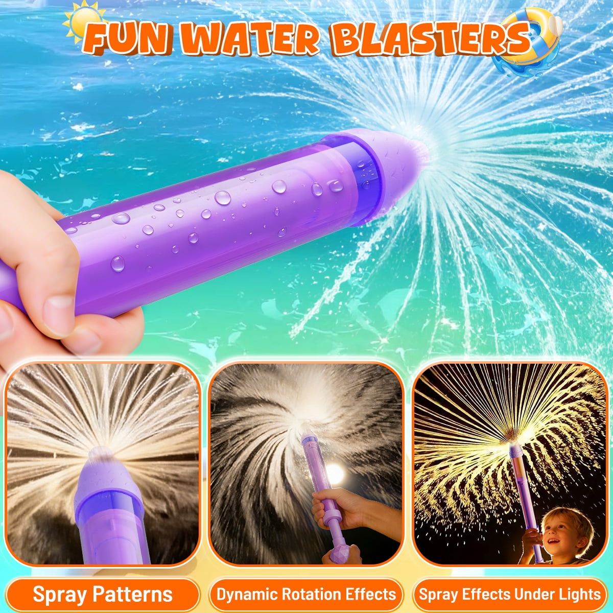 CPSYUB 6 Pack Fireworks Water Blaster Squirt for Kids Adults, Water Squirter for Kids Ages 4-12, Water Shooters for Pool Toy Swimming Beach Backyard Outdoor Party Favors