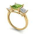 thumbnail image 2 of 2.5 ct Princess Cut Natural Peridot 3 Stone 14K Yellow Gold Womens Engagement Ring, 2 of 5