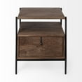 thumbnail image 2 of Mercana Glenn I Square Dark Brown Wood And Iron Black Frame Side Table 69015, 2 of 7