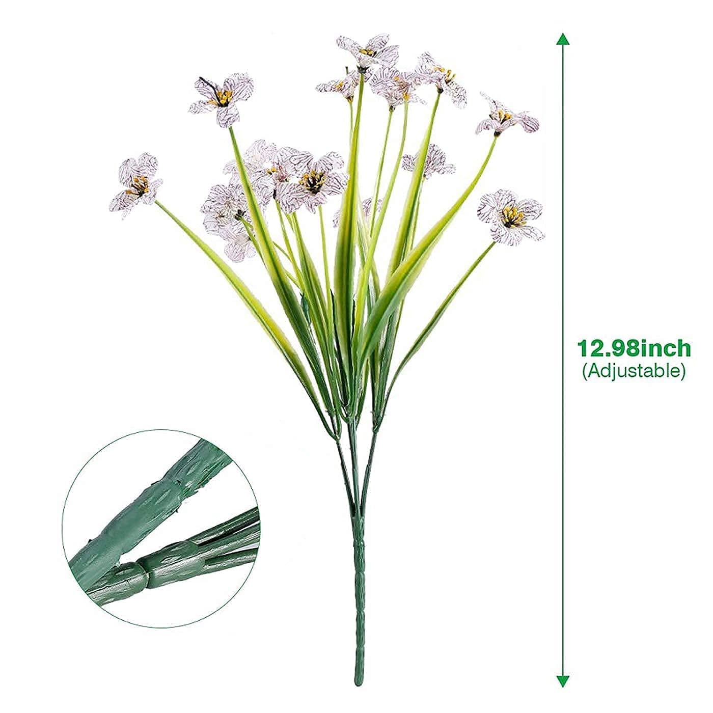 20 Bundles Artificial Flowers for Outdoors, UV Resistant Fake Flowers with Plastic Plants, Faux Silk Flowers