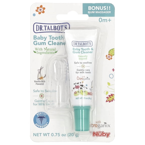 Dr. Talbot's Baby Tooth & Gum Cleaner with Gum Massager, 0 m , Vanilla Milk, 2 Piece Set