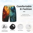thumbnail image 3 of Disketp Red And Blue Fire Peacock for Men's Double Layer Sports Swim Trunks,Stretchy Swim Trunks,Perfect for Swimming, Beach & Sports Activities-Small, 3 of 6