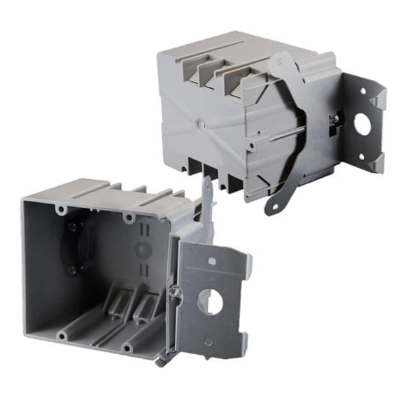 Cantex 3012614 34 cu. in. & Old Work Rectangle PVC 2 Gang Outlet Box, Gray