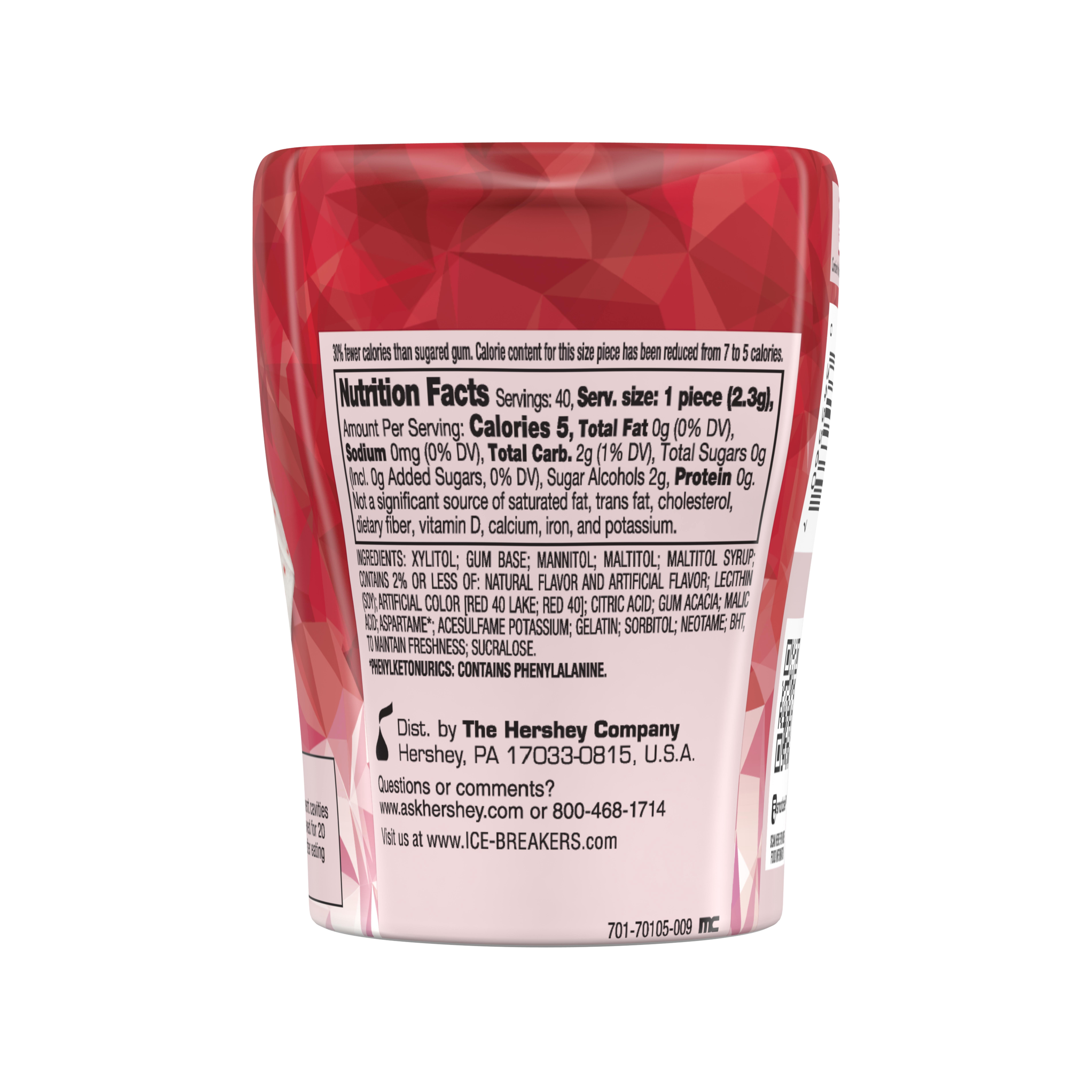 Ice Breakers Ice Cubes Strawberry Smoothie Sugar Free Gum, 40 ct, 3.24 oz