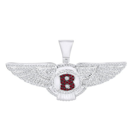 1/2 Carat Round White Natural Diamond & Simulated Garnet Hip Hop Luxury Car logo pendant 10K Solid White