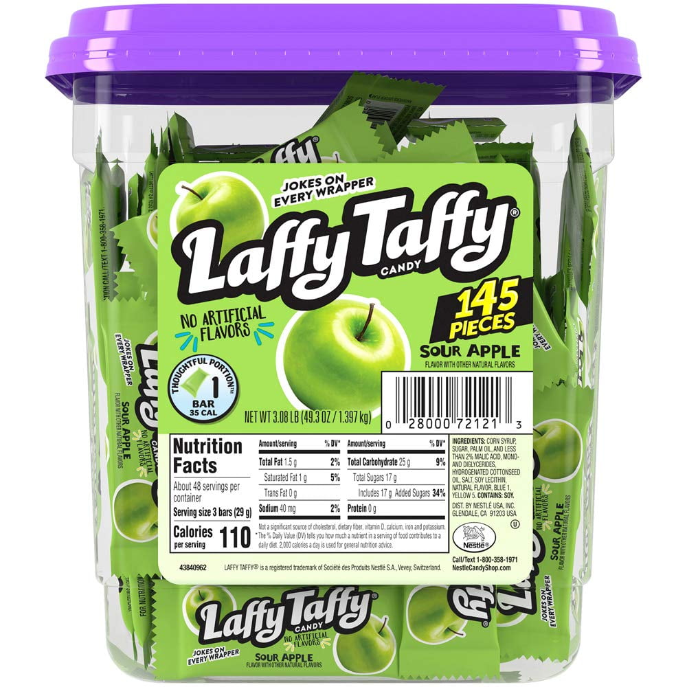 Wonka Laffy Taffy Jar, Sour Apple, 145Count