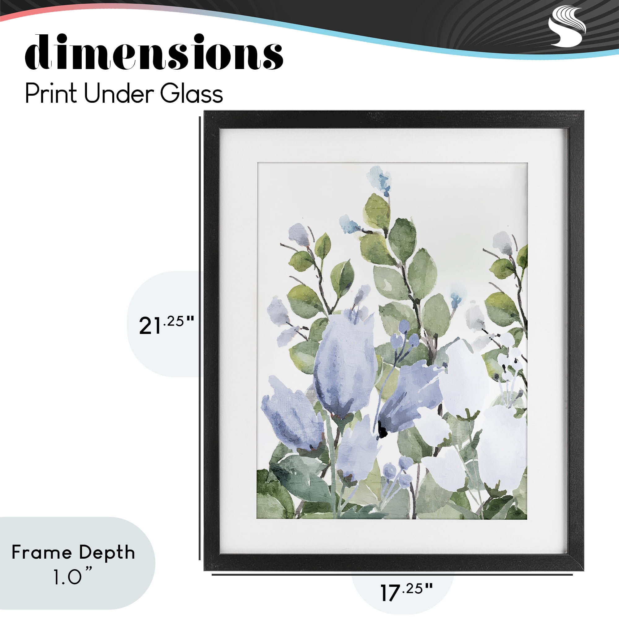 Stupell Industries Blue Spring Botanicals Black Framed Print Under Glass, design by Kim Allen