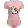 thumbnail image 5 of CutiePlusU Cotton Button Crotch Bodysuit Onesie Pajamas -Sequins Unicorn Pink 2XL, 5 of 5