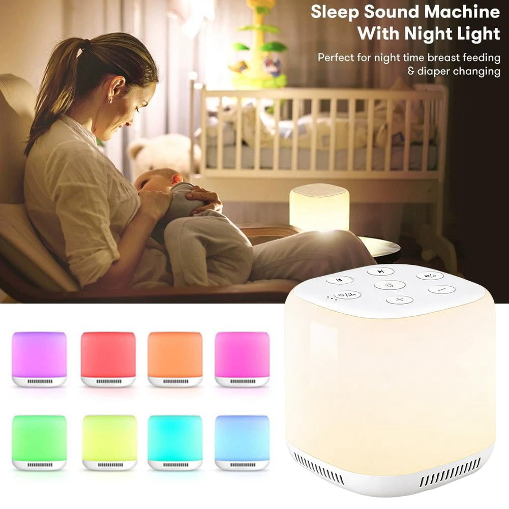 Color Noise Sound Machine with Night Light, 34 Soothing Sounds & White Noise, Volume Levels, 3 Brightness Settings, 1800mAh Battery, Timer for Baby Kids Adults, Portable for Home Travel
