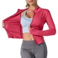 thumbnail image 6 of UKHCCC Women's Athletic Zip Up Jacket UPF 50+ Sun Protection Long Sleeve Yoga Workout Shirts Slim Fit Running Tops with Thumbholes S-2XL, 6 of 7