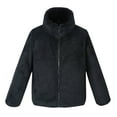 thumbnail image 3 of Feancey Kids Sherpa Fleece Jacket Boys Warm Winter Coats Little Boy Long Sleeve Stand Collar Fuzzy Jacket Soft Casual Plush Outerwear with Pockets Black 140, 3 of 10