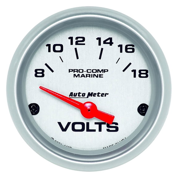 Auto Meter 200756-33 - Marine 2.06" Silver In-Dash Mount Voltmeter Gauge