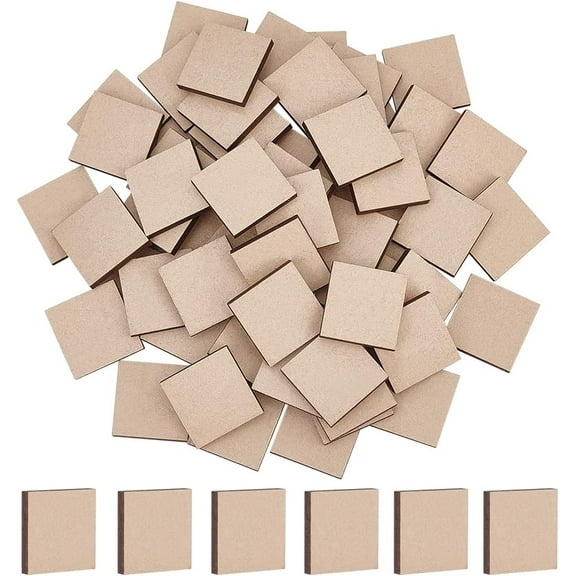70 Pcs Square 0.8" MDF Bases Burlywood Color Unfinished Blank Wood Squares Blank Letter Tiles Wood Pieces for Craft Painting Laser Engraving Carving Writing Letter DIY Project