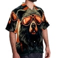 thumbnail image 2 of Vintage Bear Men's Short Sleeve Casual Printed Button Down Beach Shirt Summer Unisex Top, 2 of 6