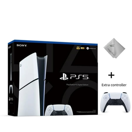 New TEC PlayStation_5 (PS_5) Slim Digital Edition Console + Extra DualSense Wireless Controller – 1TB SSD, 4K Ultra HD, 120Hz, HDR, Backward Compatible