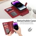 thumbnail image 2 of for iPhone 16 Plus Crossbody Strap Wallet Case for Women Men, Zipper Pocket Purse [Detachable Wallet 2 in 1] [RFID Blocking] [13 Card Holder], Leather Magnetic Flip Kickstand Case,Red, 2 of 8