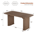 thumbnail image 2 of 62" Modern Walnut Dining Table for 6-8 – Large Tabletop with Heavy Duty Double Pedestal Legs – Grille Design – Perfect for Home, Office, Conference – Color: Dark Walnut, 2 of 7