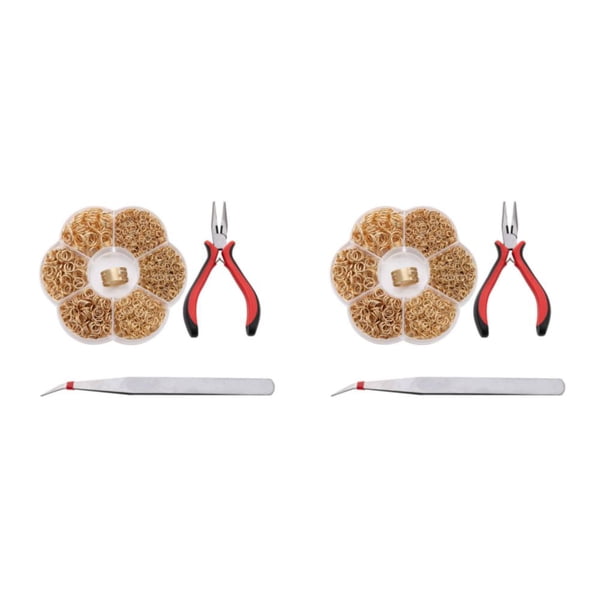 Kearding Juego de anillos de salto abiertos para fabricación de joyas, brazaletes, conectores de 4-10mm, Kit de pinzas, accesorios artesanales Oro 2Conjunto