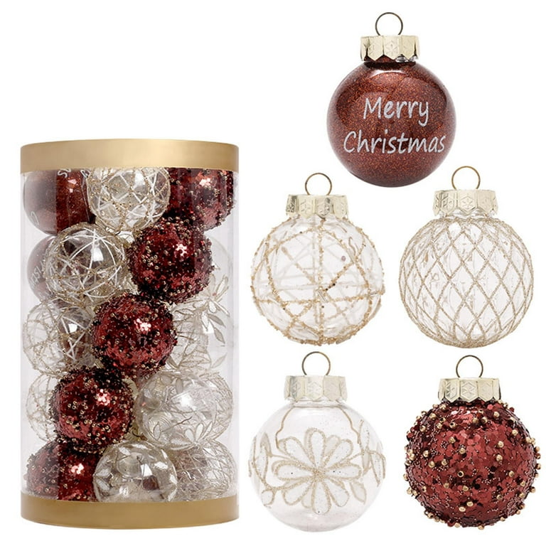 Pimelu Ornaments for Christmas Trees 12PCS Christmas Tree Ornament Pendant  Party Supplies Tree Hanging Plastic Ball 4-9cm 