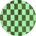 thumbnail image 1 of Ahgly Company Machine Washable Indoor Round Checkered Turquoise Blue Modern Area Rugs, 5' Round, 1 of 1