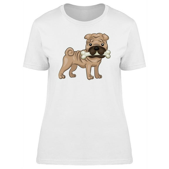 Cartoon Shar Pei With A Bone T-Shirt Women -Image by Shutterstock, Female XX-Large