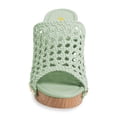 thumbnail image 3 of FSJ Women Platform Chunky Heel Sandals Braided Open Toe Slip On Wide Band Wooden Block Mules Shoes Size 8 Light Green, 3 of 4