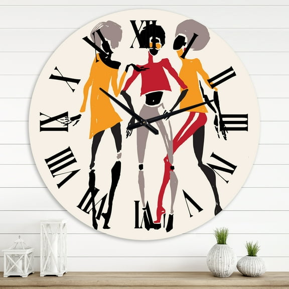 Designart 'African American Women Silhouettes Ii' Modern Wall Clock