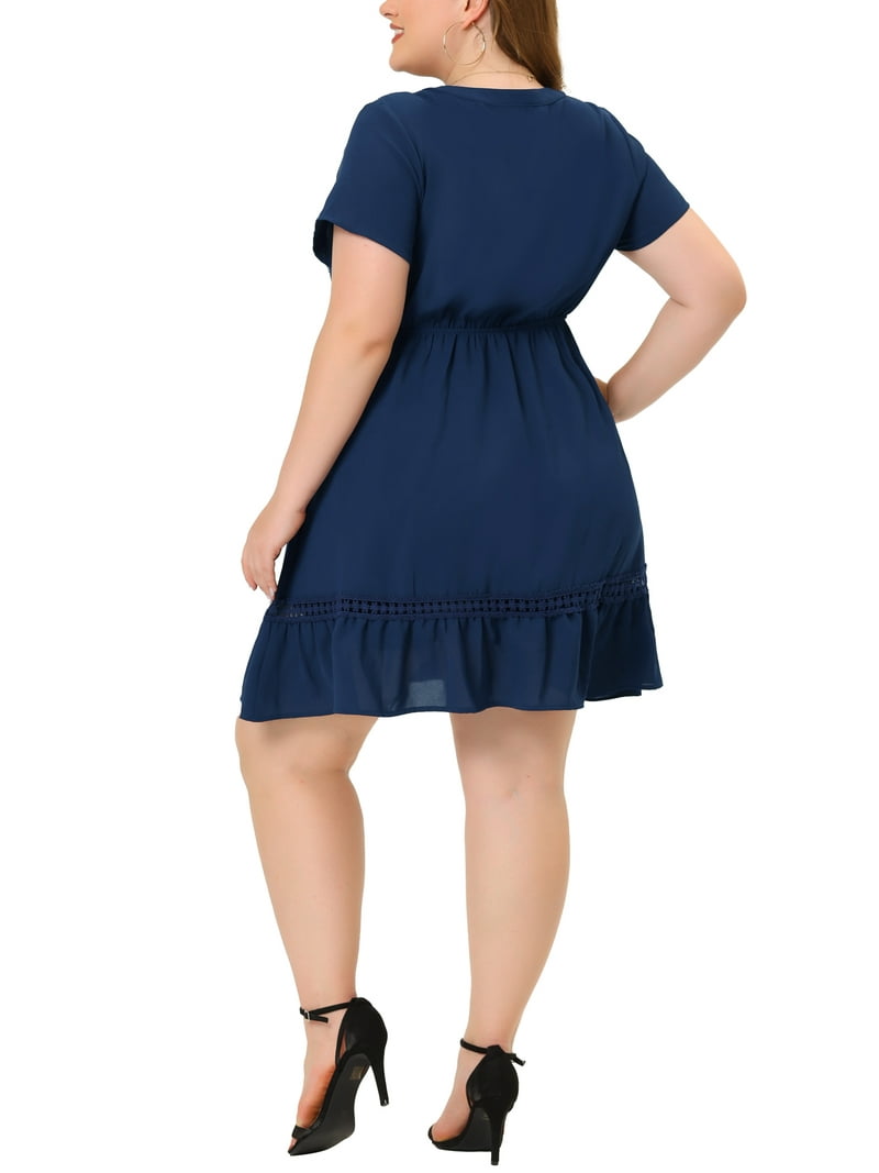 junior plus cocktail dresses MODA NOVA Juniors Plus Dress V Neck Short Sleeve Tie Waist Ruffle Hem  Dresses