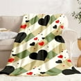 thumbnail image 3 of Soft Plush Blanket 2026 New Arrival, Beige with Black Red Hearts, All-Season Cozy Throw for Bed Sofa Travel, Machine Washable Polyester, Valentine's Gift Home Decor Camping, 3 of 7