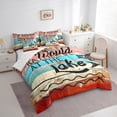 thumbnail image 3 of Homewish Rustic Lake House Twin Bedding Sets 7-Piece for Teen, Countryside Fishing Bedding Comforter Set, Blue Red Wooden Plank Reversible Sheet Sets, Luxury Bedroom Decor, 3 of 7