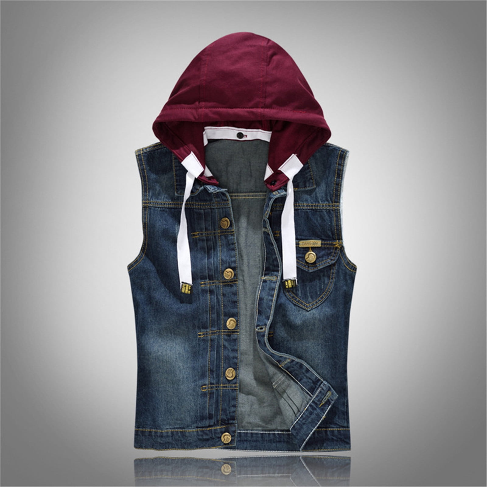 Buy Campus Sutra Men Colourblock Denim Hooded Jacket Online