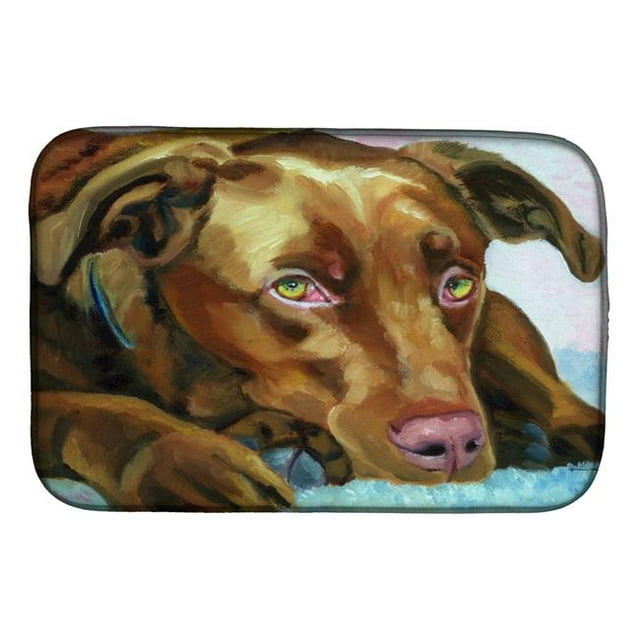 Carolines Treasures 7420DDM Chocolate Labrador Waiting Dish Drying Mat