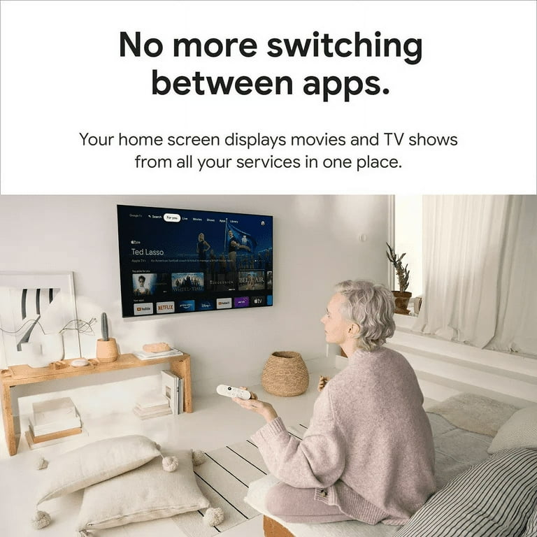 Chromecast with Google TV - Streaming Entertainment with Voice Search -  Watch Movies, Shows, and Live TV in 4K HDR - Snow