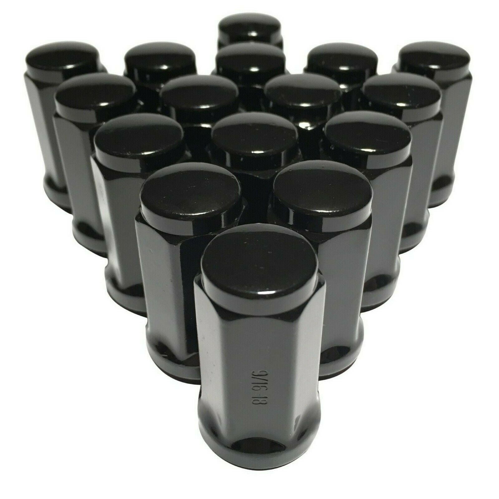 16 Black 9/16 XL Lug Nuts Long Bulge Acorn 1.75" Tall Wheel Nut Lugs 9/