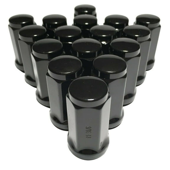 16 Black 9/16 XL Lug Nuts Long Bulge Acorn 1.75" Tall Wheel Nut Lugs 9/16-18