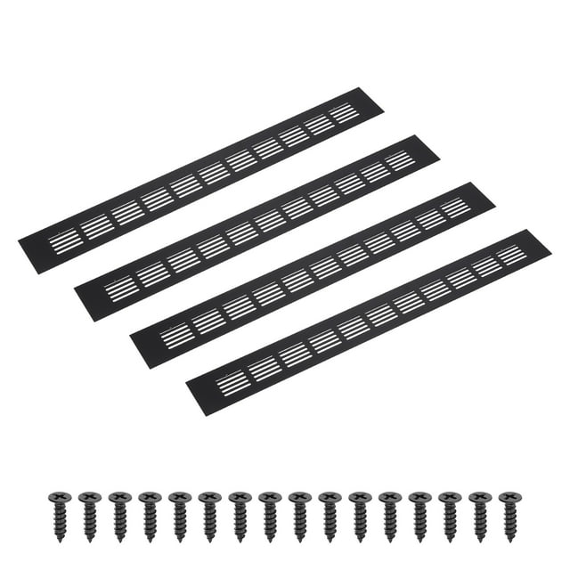 Uxcell 18 x 2" Rectangle Ventilation Grille 4Pcs Aluminum Air Vent Cover Black