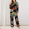 thumbnail image 2 of Yiaed Multicolored Butterflies Print Pajamas Women's Long Sleeve Sleepwear Soft Button Down Loungewear Pjs Lounge Set Nightwear Womens Pajama Pants-Small, 2 of 7