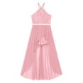 thumbnail image 3 of CHICTRY Kids Girls Floral Lace Proms Party Jumpsuit Shiny Sequins Asymmetrical Chiffon Dress Pink 8, 3 of 5