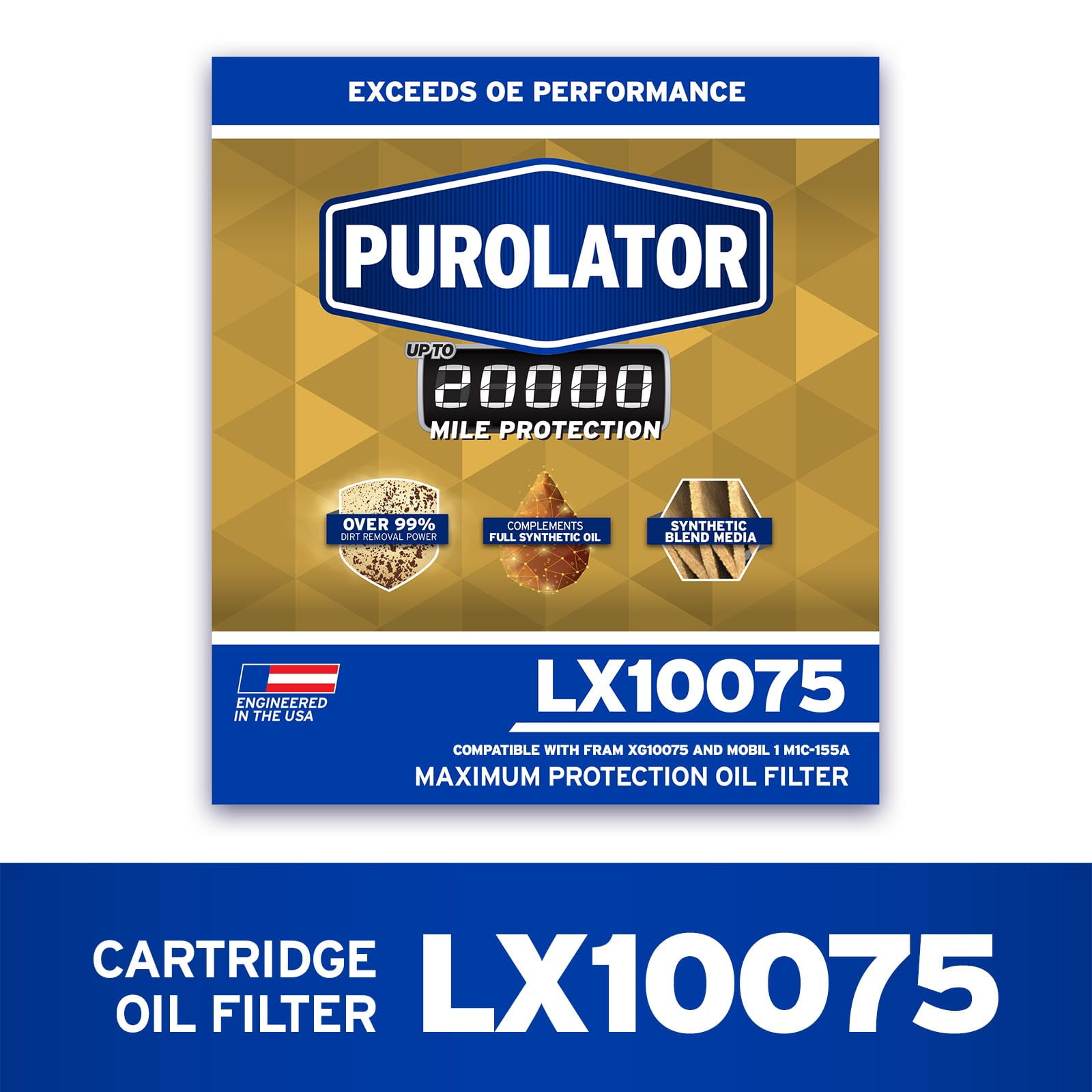Purolator LX10075 Purolator 20K Oil Filter with 20,000 Mile Protection for Select BMW