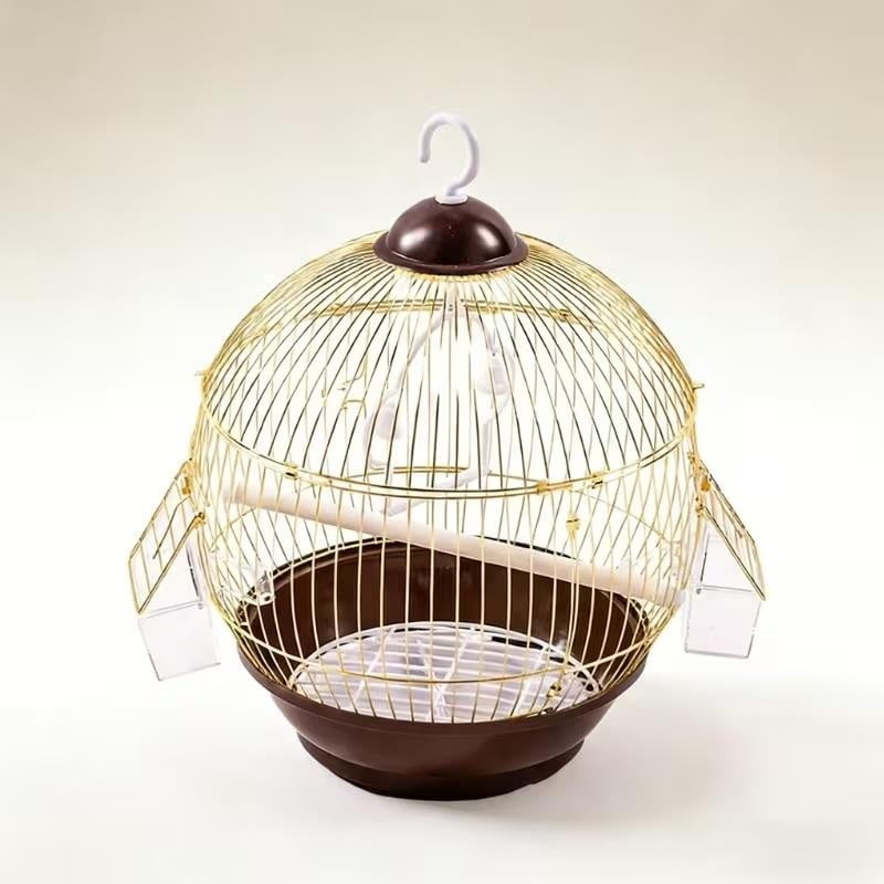 Eastern Gold Bird Cage for Parrots, Small Birds, Indoor Outdoor Round Aviary