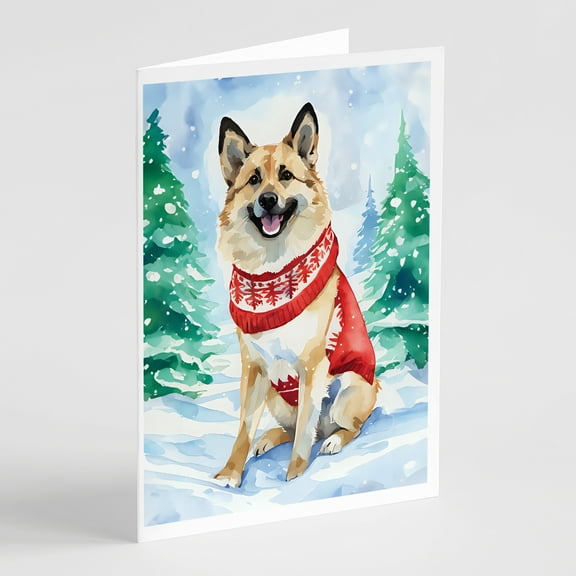Norwegian Buhund Christmas Greeting Cards Pack of 8 7 in x 5 in
