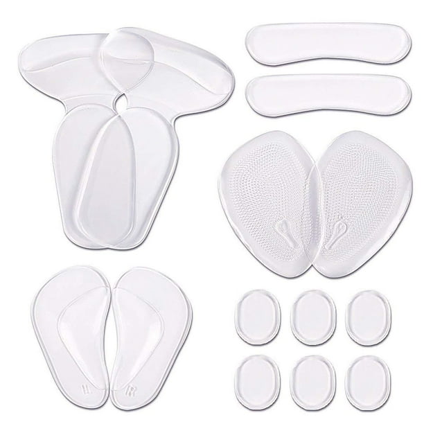Inserciones de almohadillas para el talón y almohadillas metatarsianas para mujeres, almohadillas para los pies, plantillas de silicona para tacones altos, prevención de ampollas